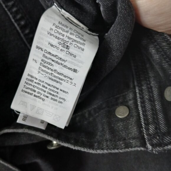 Madewell Denim Mini Skirt Sz 4 A Line Button Up Black Pockets Stretch Cotton - Picture 8 of 12
